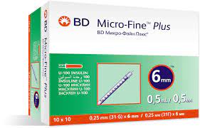 BD Microfine Plus 6mmx0.5ml Syringe 100