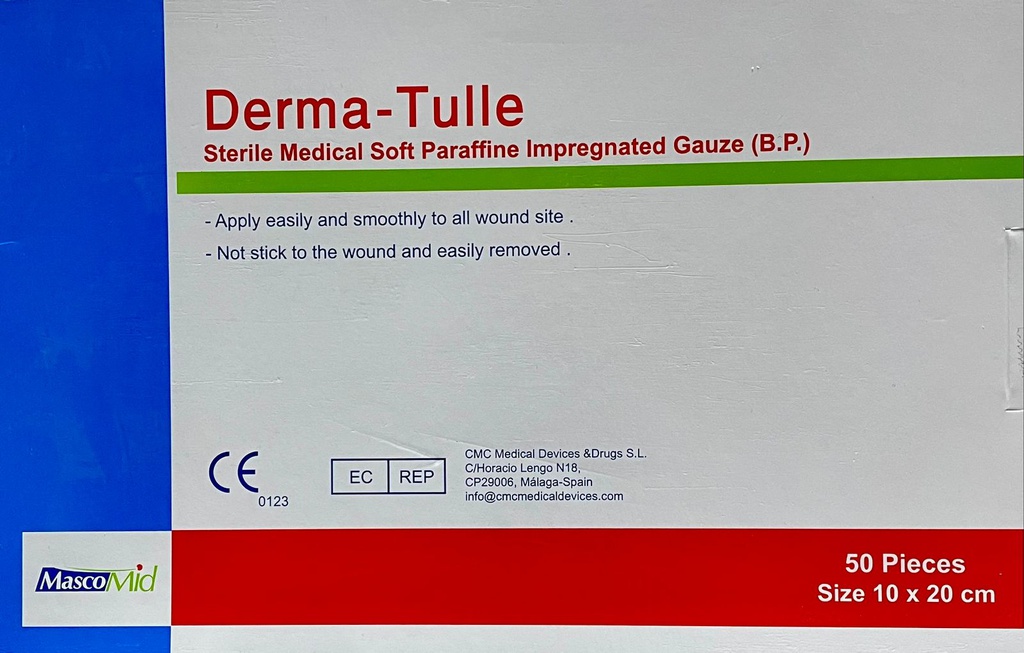 Derma Tulle Soft Paraffin Impregnated Gauze 10x20cm